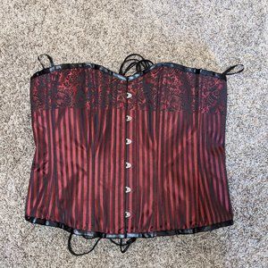 Steel Bone Red stripe overbust corset 38 inch